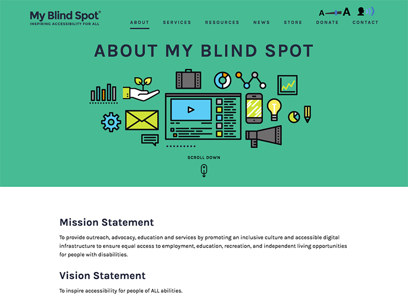 Screenshot of the about page on My Blind Spot's website.